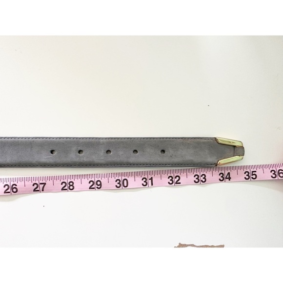 Gray Suede Leather Belt with Gold Tone Hardware Size Medium New York Studio - Picture 9 of 9